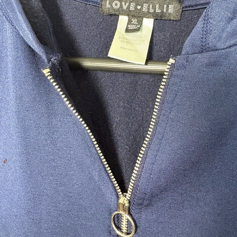 Love Ellie Navy Zip Up Hoodie XL Ring Pull Front Pocket - Picture 2 of 4
